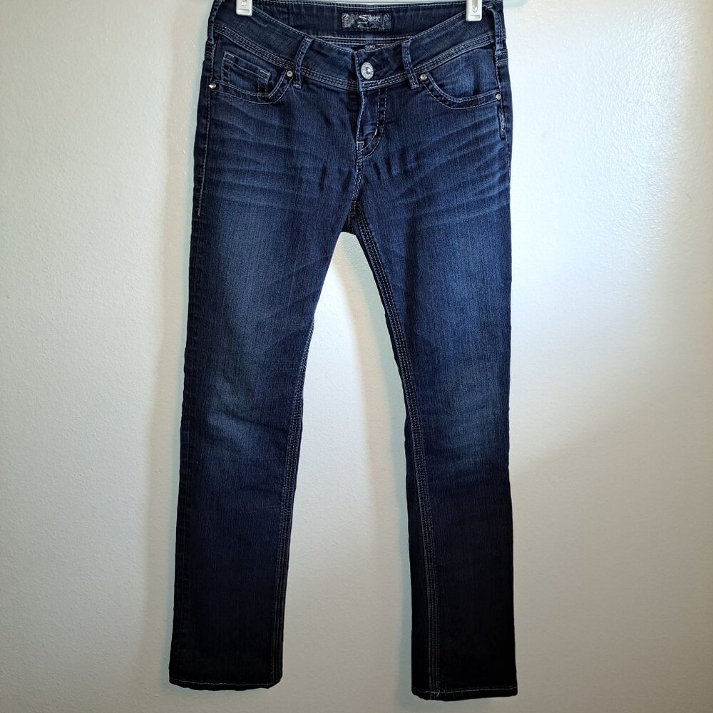 Silver Jeans Suki Straight W/Embroidered Pockets and Rhinestones Embellishments - Picture 8 of 12